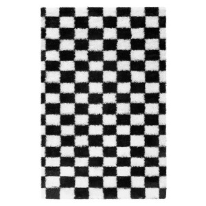 Plush Fluffy Living Room Rugs, Geometric Checkered Soft Fuzzy Bedroom Rug, Shag Floor Carpet for Nursery Kids Room - 1 of 4