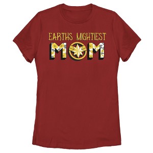 Women's Marvel Earths Mightiest Mom Captain Marvel Badge T-Shirt - 1 of 4