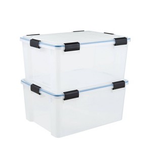 IRIS 4pk Plastic Storage Bins with Sealed Lids Clear Gasket Box Airtight Containers - 1 of 4