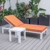 LeisureMod Chelsea Modern Outdoor Chaise Lounge Chair in White Fame With Side Table - 3 of 4
