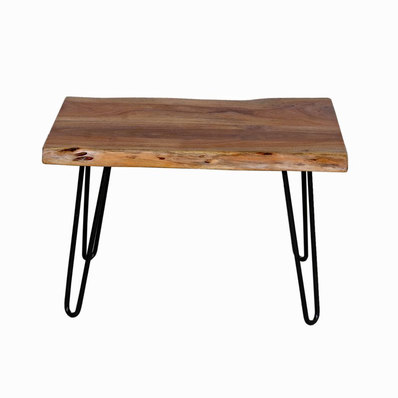 Alaterre Furniture 20" Hairpin Natural Brown Live Edge End Table Metal And Wood, 4 of 12