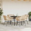 vidaXL Patio Dining Set with Cushions Table and Chairs Set Poly Rattan Glass - Brown 31.5" x 31.5" x 29.1" 4 Piece - 3 of 4