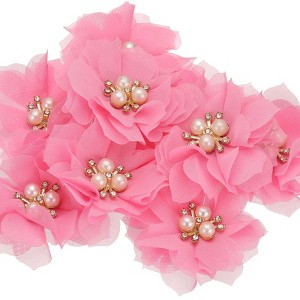 Unique Bargains Rhinestone Pearl Chiffon Flower for DIY Craft Wedding Party 10 Pcs - 1 of 4