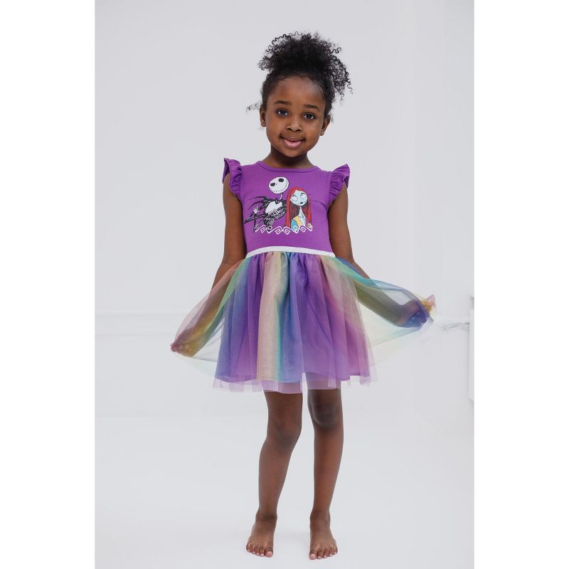 Disney Raya and the Last Dragon Little Mermaid Frozen Nightmare Before Christmas Girls Tulle Dress Toddler to Big Kid, 3 of 8