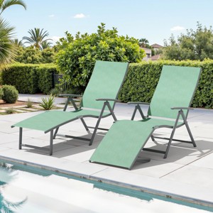 Crestlive Products Outdoor Aluminum Folding Recliner Adjustable Chaise Lounge (Set of 2) - 1 of 4