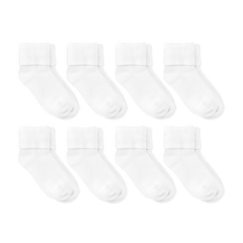 Toddler 8pk Turn Cuff Socks - Dealworthy™ Off-White - image 1 of 3