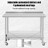 48"x24" Stainless Steel Table, Prep Table Stainless Steel Workbench, with Backsplash and Hook, Shelves, 4 Wheels, Arc Corner Edge - 3 of 4