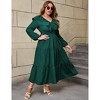 Women's Plus Size Long Sleeve Maxi Dress V Neck Ruffle Casual Dress Spring Fall - 4 of 4