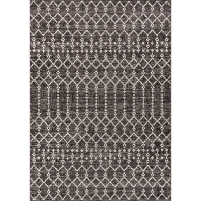 Gray Geometric Flat Woven Indoor/Outdoor Rug 4' x 6'
