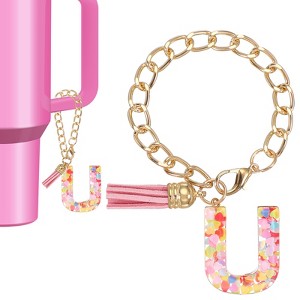 Unique Bargains Epoxy Resin Colorful Glittery Tassel Sports Water Bottle Accessories Letter Charm 1 Pc - 1 of 4