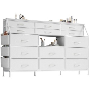 Dresser for Bedroom with 14 Drawers, 55" W Dresser with Side Pocket, Fabric Dressers & Chests of Drawers with Shelves - 1 of 4