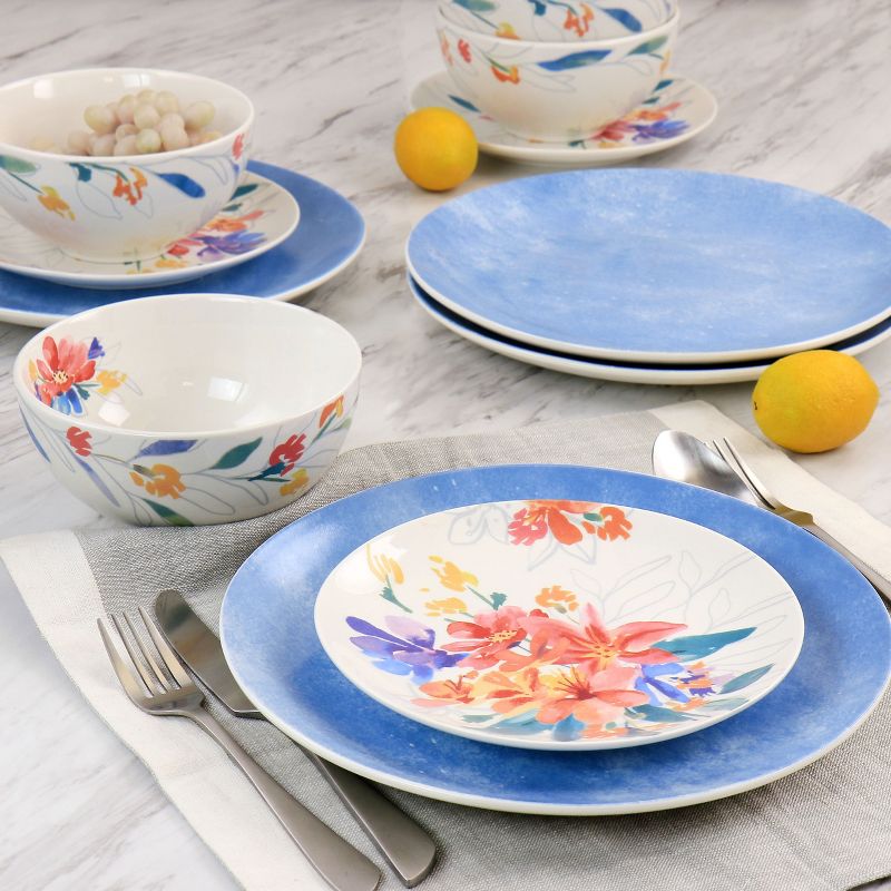 Spice by Tia Mowry Goji Blossom 12 Piece Fine Ceramic Dinnerware Set, 3 of 9