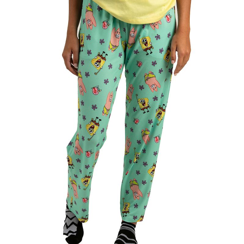 SpongeBob SquarePants Adult Womens' Sleepwear Set with Short Sleeve Tee and Sleep Pants, 3 of 5