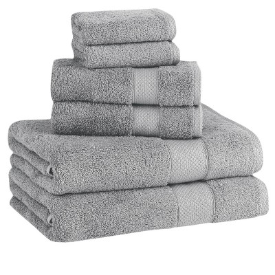 American Soft Linen Bath Towels 100% Turkish Cotton 4 Piece Luxury Bath Towel Sets for Bathroom - Rockridge Gray