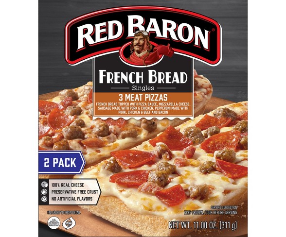 Red Baron French Bread Three Meat Frozen Pizza - 11oz