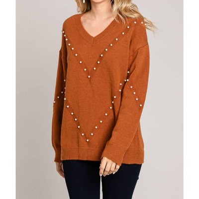 Women's Pearl V-Neck Sweater - Cotton Bleu