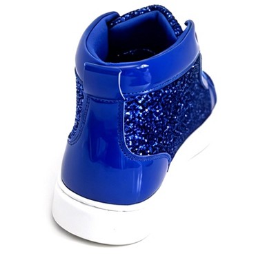 Bangka Men's High Top Sneakers Fashion Glitter Blink Lace Up Dress Shoes, royal blue-12 — фото 6