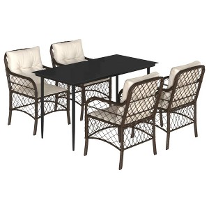 vidaXL Garden Dining Set Brown, Cream White, Black - 1 of 4