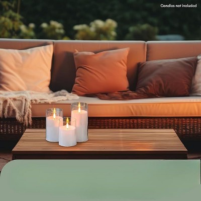 Clear Glass Hurricane Wall Mounted Candle Holders Set of 3