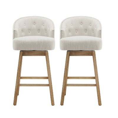 GDFStudio Combes Upholstered 33 Inch Swivel Barstools (Set of 2)