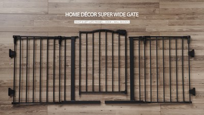 Black Steel Widespan Safety Gate with Walk-Through Door