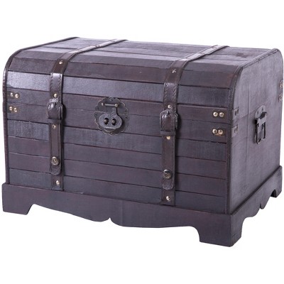 Vintiquewise Antique Style Black Wooden Steamer Trunk, Coffee Table