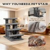 TopComfy Pet Steps and Ramps 4 Tier Cat Tree Step Tower Multi Level Carpeted Cat Scratching Post Pet Stairs for Living Room, Gray, 25"*17"*24" - 3 of 4