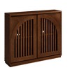 Homy Casa Solid Wood & MDF Storage Cabinet with Dual Slatted Doors for Entryway, Living Room – Brown - 2 of 4