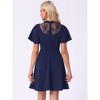 Allegra K Women's Lace Mesh Short Sleeve Ruffle Neck High Low Gothic Dress - 3 of 4