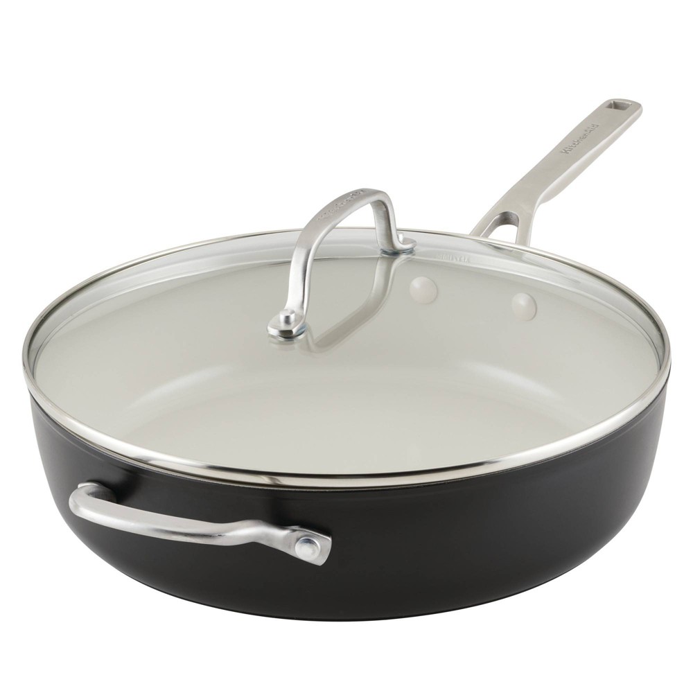 KitchenAid 5qt Hard Anodized Ceramic Nonstick Saute Pan with Lid Matte Black