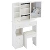 Small Size Left Drawer Desktop Vanity Table + Cushioned Stool, Extra Large Sliding Mirror, Multi Layer - 4 of 4
