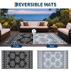 Outdoor Rug Large Geometric Plastic Straw Rug, Waterproof Reversible Woven Carpet, UV-Resistant Outside Rug for Balcony RV Backyard - 3 of 4