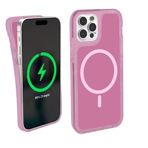 iHome Velo Silicone Case for iPhone 15 Pro, MagSafe Compatible, 10ft Drop Protection, Raised Camera Guard, Superior Grip Pink - 1 of 4