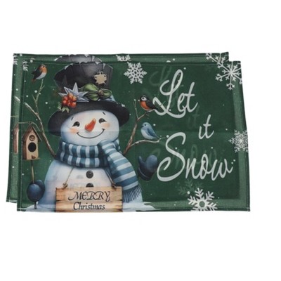 Unique Bargains Christmas Place Mats Snowman Flax 11.8"x17.7" 2 Pcs
