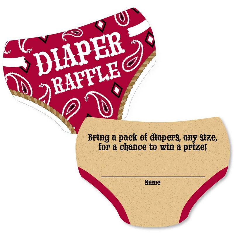 Big Dot of Happiness Little Cowboy - Diaper Shaped Raffle Ticket Inserts - Western Baby Shower Activities - Diaper Raffle Game - Set of 24, 1 of 5