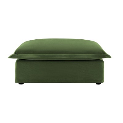PAGED Corduroy Fabric Ottoman, Modern Wooden Sectional Sofa Footstool Module with Thickened Seat Cushion, Shoe Bench for Living Room, Bedroom