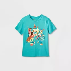 Kids' Adaptive Picnic Graphic T-Shirt - Cat & Jack™ Turquoise Blue