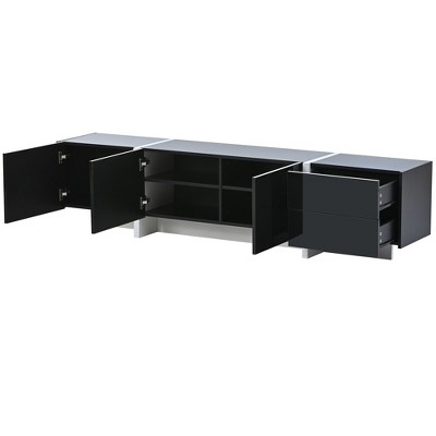 NicBex Modern TV Stand with High Gloss UV Surface for TVs up to 80 Inches,Entertainment Center with 3 Cabinets and 2 Drawers