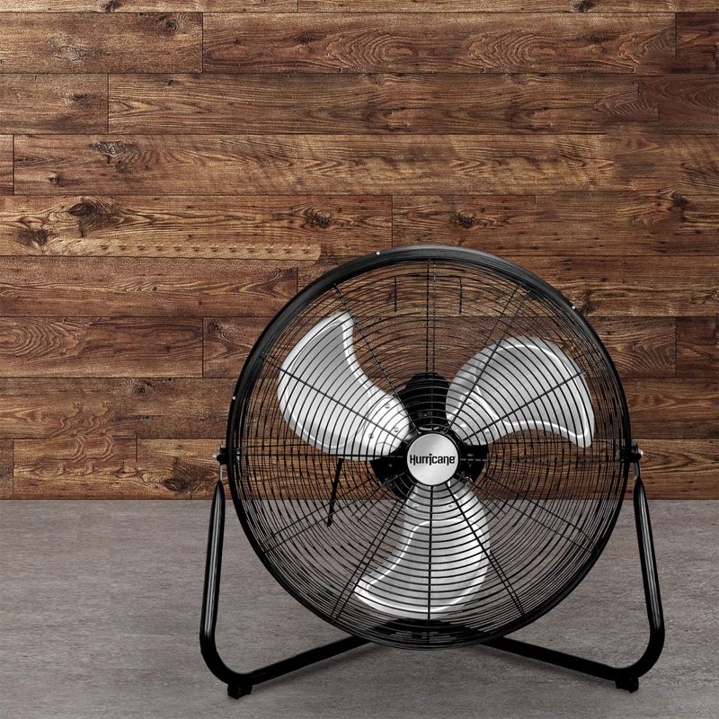 Hurricane Pro Series 16 Inch High Velocity Heavy Duty Metal Orbital Wall Floor Fan with 3 Adjustable Speed Settings and 360 Degree Oscillation, Black, 4 of 7