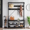 Whizmax Coat Rack Shoe Bench Industrial Hall Tree Storage Bench for Entryway, Wood Large Shoe Rack Bench with Storage Shelf Hanging Bar,8 Hooks - 2 of 4