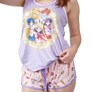 Sailor Moon Sailor Scouts Women's Racer Tank & Dolphin Shorts Sleep Set - 1 of 4