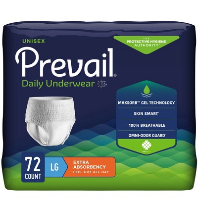 Prevail Daily Unisex Adult Incontinence Underwear, Pull On with Tear Away Seams, Extra Absorbency