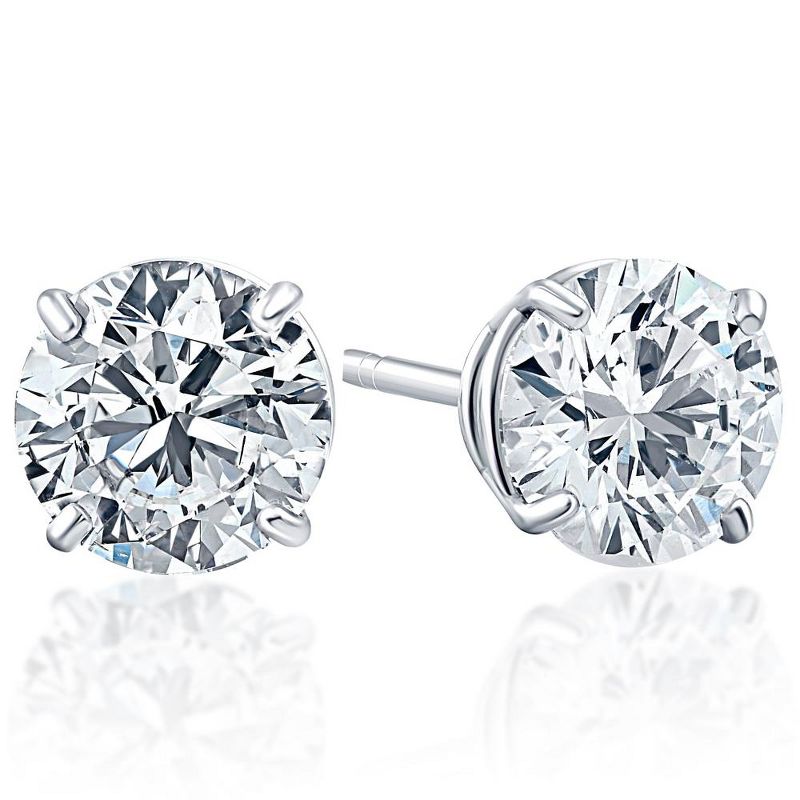Pompeii3 .20Ct Round Brilliant Cut Natural Diamond Stud Earrings Basket Set in 14K Gold, 2 of 5