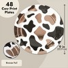 Blue Panda 48 Pack Cow Print Paper Plates for Barnyard Birthday Party Supplies, Farm Animal Baby Shower, Brown Foil Print, 9 Inch - 3 of 4