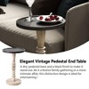 COZAYH Pedestal Tray Top End Table for Holding Drinks, Lamps or Plants, Farmhouse & Rustic Style for Living Room or Bedroom, Black Top on White Frame - 3 of 4