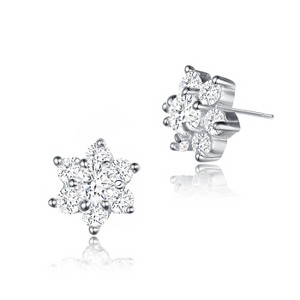 Guili Sterling Silver Floral Stud Earrings with Cubic Zirconia – A Timeless Design That Captures Natural Beauty with Elegance and Sparkling Charm - 1 of 3