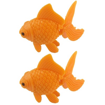 Unique Bargains Aquarium Plastic Fish Tank Floating Goldfish Ornament Decor Orange 2 Pcs