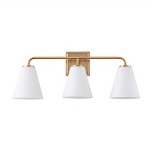 Dewdrop Vintage Wall Sconce 3-Light Brass Finish with White Frosted Glass ETL Certified for Bedroom Hallway - 1 of 4