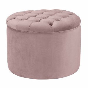 Queen Velvet Storage Ottoman Blush 21"W x 21"D x 16"H - 1 of 4