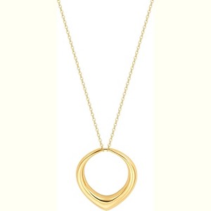 18K Gold Plated Circle Pendant Necklace Hammered Karma Open Circle Charm Geometric Necklace - 1 of 4